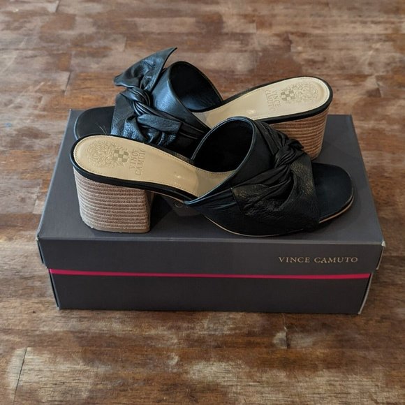 Vince Camuto Women's Sharrey Slide Sandal Tie Twist Block BLACK Size 8.5 Box - Picture 3 of 6